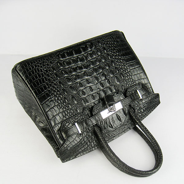 Replica Hermes Birkin 30CM Crocodile Head Veins Bag Black 6088 On Sale - Click Image to Close